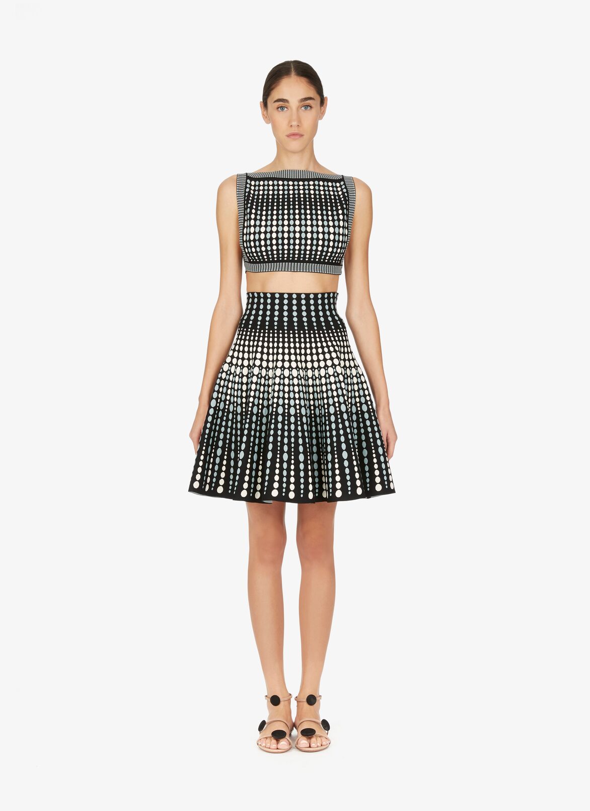 Flared Mesh Skirt ALAÏA BLACK/BLUE FLARED MESH SKIRT